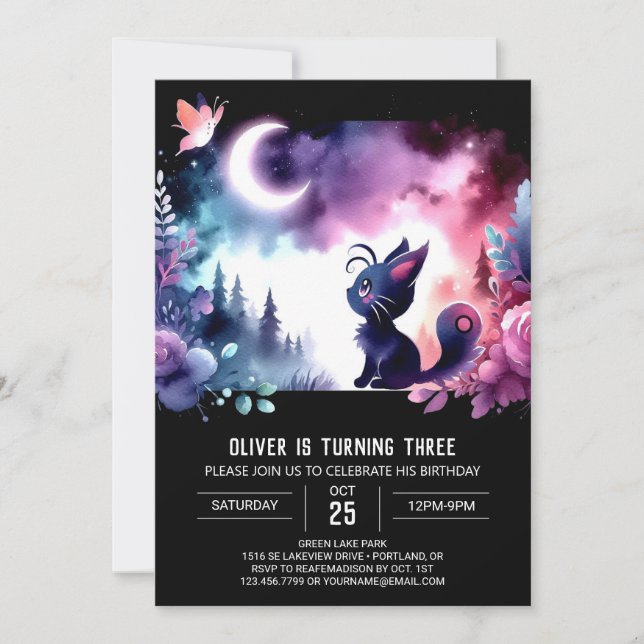 Convites Aniversário de Gato Bravo (Frente)