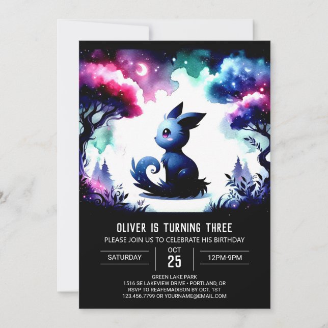 Convites Aniversário de Gato de Diversão em Água (Frente)