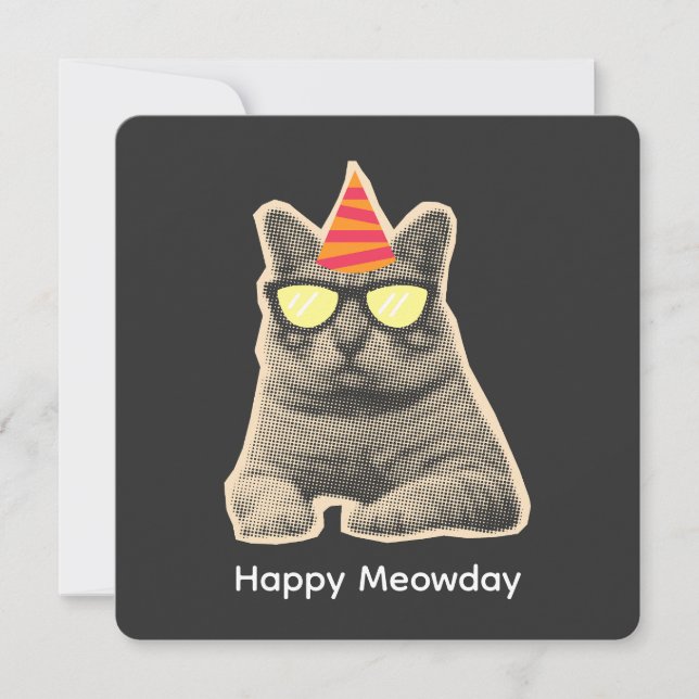 Convites Aniversário de gato engraçado (Frente)