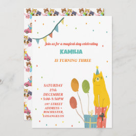 Convites Aniversário de gatos laranja