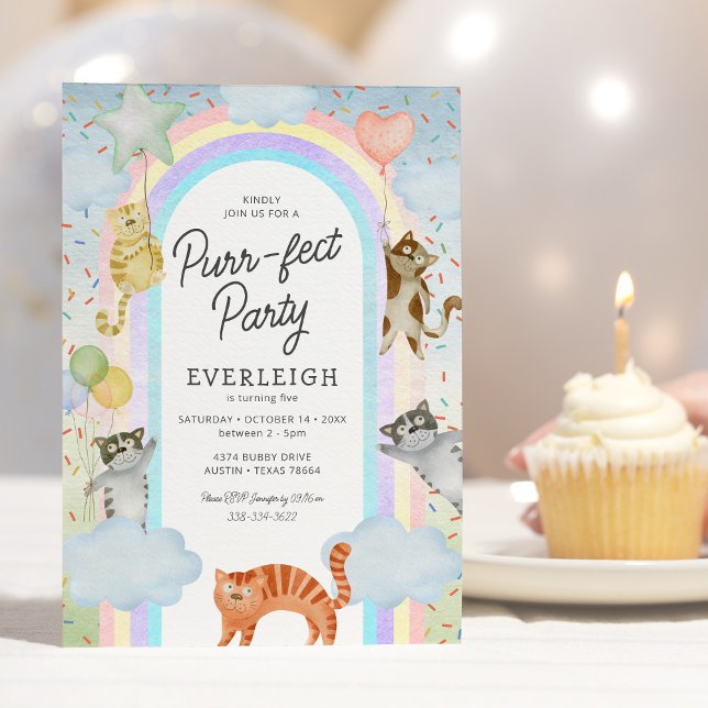 Convites Aniversário de Gatos Perfeitos para Crianças (Criador carregado)