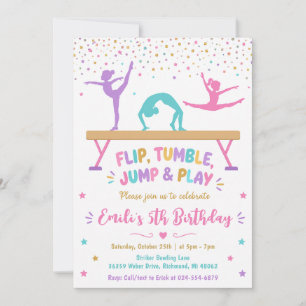 Convites Aniversário de Ginástica com Brilho Personalizado