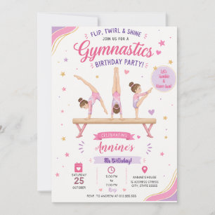Convites Aniversário de Ginástica com Brilho Personalizado