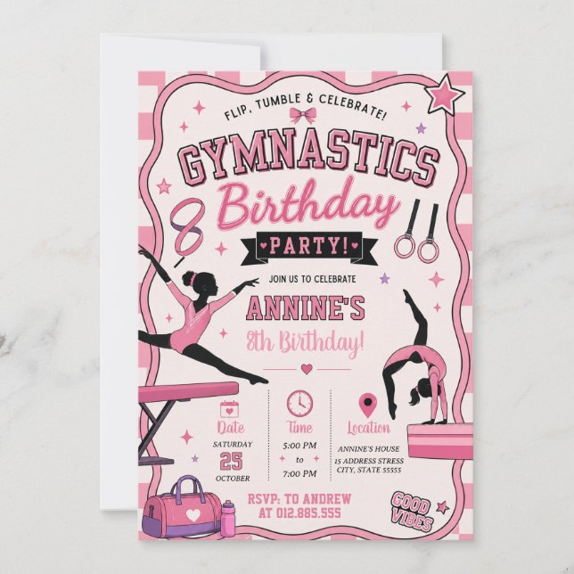 Convites Aniversário de Ginástica Moderna Personalizado (Frente)