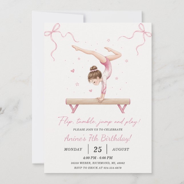Convites Aniversário de Ginástica Personalizado  (Frente)