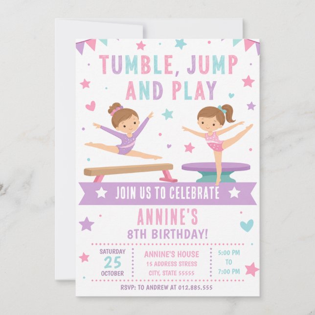 Convites Aniversário de Ginástica Personalizado (Frente)