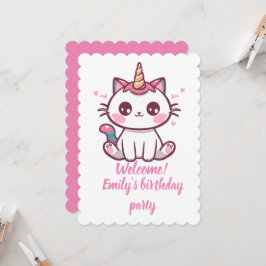 Convites Aniversário de Girly Caticorn