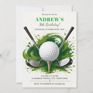 Convites Aniversário de Golfe Digital Personalizado