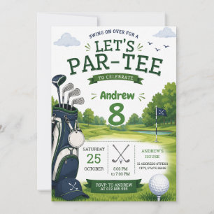 Convites Aniversário de Golfe Moderno Personalizado
