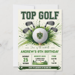 Convites Aniversário de Golfe Moderno Pessoal