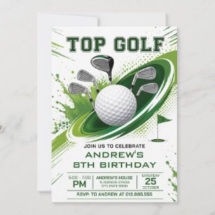 Convites Aniversário de Golfe Verde Pessoal