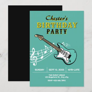 Convites Aniversário de guitarra