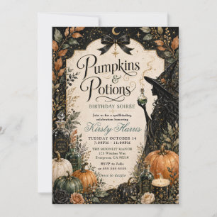 Convites Aniversário de Halloween Abóboras & Poções