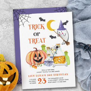 Convites Aniversário de Halloween com Fantasma e Poção de D