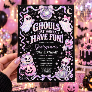 Convites Aniversário de Halloween de Menina Ghouls Só Quere