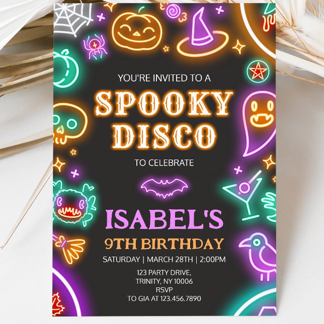 Convites Aniversário de Halloween Disco Assustador (Criador carregado)