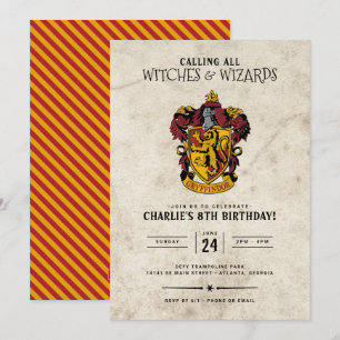 Convites Aniversário de Harry Potter Gryffindor