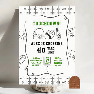 Convites Aniversário de Homem Adulto Touchdown Desenhado à