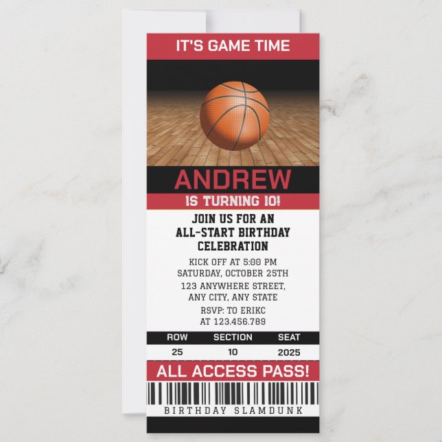 Convites Aniversário de Hoops Voadores Altos de Basquete Pe (Frente)