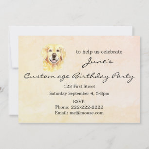 Convites Aniversário de Idade Personalizado Cachorro Retrie