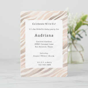 Convites Aniversário de Impressão Animal de Creme Zebra Ros