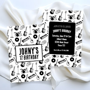 Convites Aniversário de instrumentos musicais