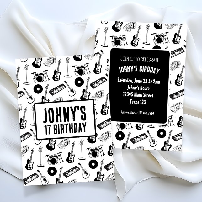 Convites Aniversário de instrumentos musicais (Criador carregado)