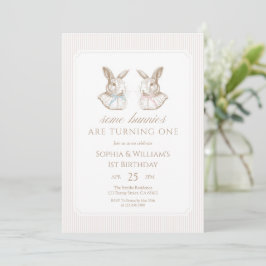 Convites Aniversário de irmãos Some Bunnies Are Turning One