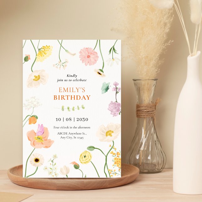 Convites Aniversário de jardim floral suave (Criador carregado)