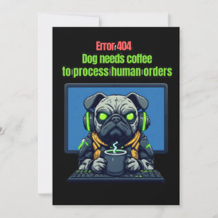 Convites Aniversário de Jogos Cyberpunk Mecha Pug Dog