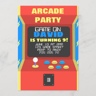 Convites Aniversário de Jogos do Retro Festa de Arcade