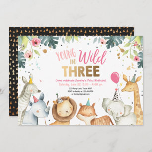 Convites Aniversário de Jovem Selvagem e Três Garotas Safar