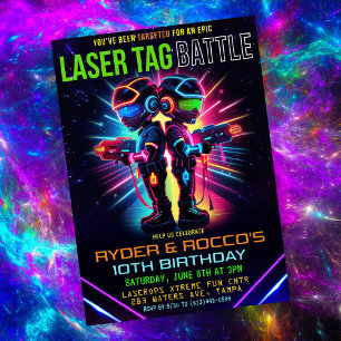 Convites Aniversário de Laser Tag Afro-Americano