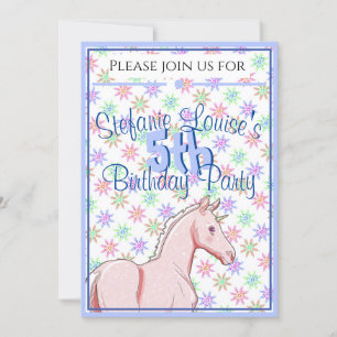 Convites Aniversário de Lil Palomino Unicorn (rosa/azul)
