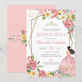 Convites Aniversário de Lily Quinceanera, Pequim Rosa e Lil