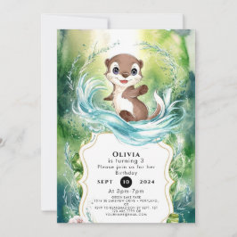Convites Aniversário de Lontra Calma Personalizada