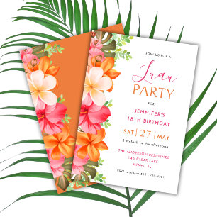 Convites Aniversário de Luau Floral Tropical Ousado