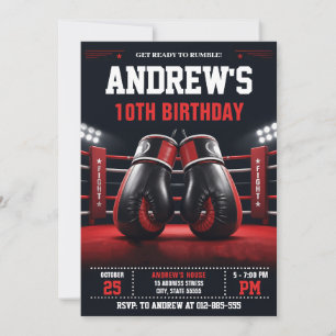 Convites Aniversário de Lutador de Boxe Pessoal