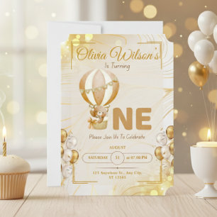 Convites Aniversário de Luxo Dourado do Primeiro Ano Festa