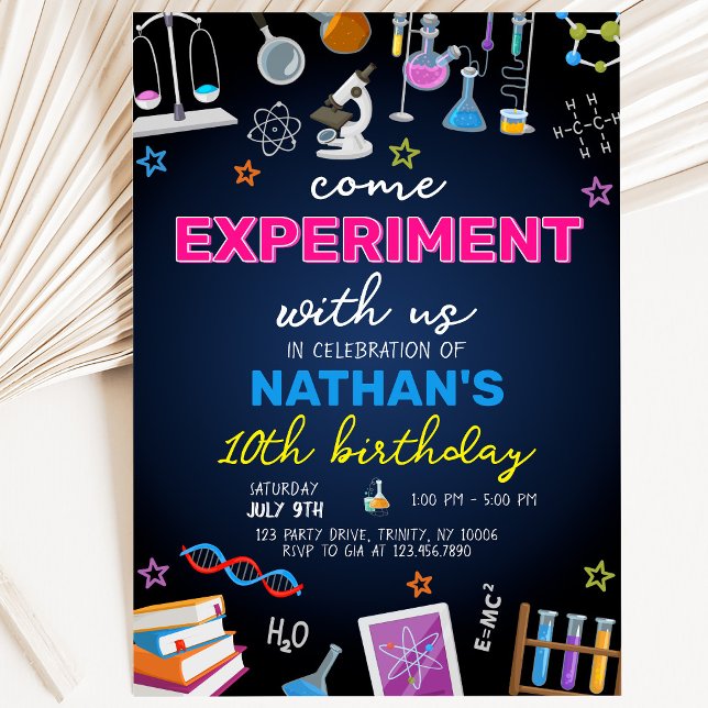 Convites Aniversário de Mad Science (Criador carregado)