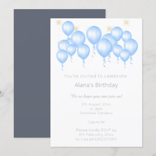 CONVITES ANIVERSÁRIO DE MARINHO AZUL DE BALÃO MODERNO