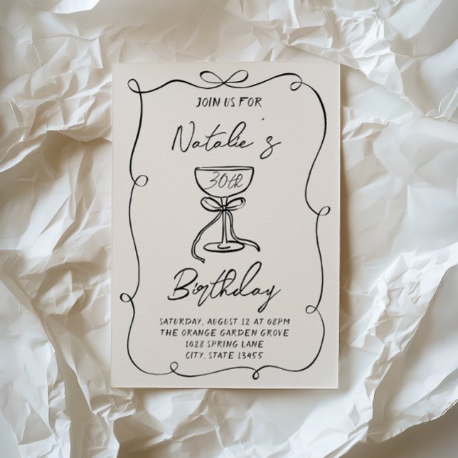 Convites Aniversário de Martini Arco Preto e Branco desenha (Criador carregado)