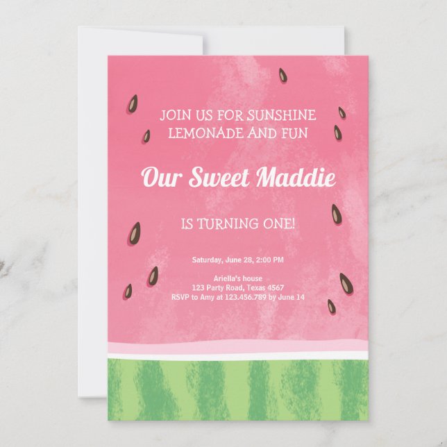 Convites Aniversário de Melão de Watermelão Festa de Convoc (Frente)