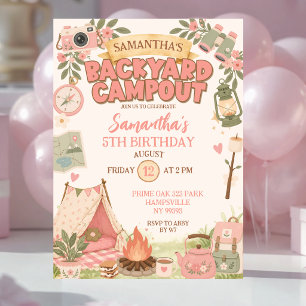Convites Aniversário de Menina Acampamento no Quintal Boho