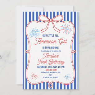 Convites Aniversário de Menina Americana Clássica Vermelho