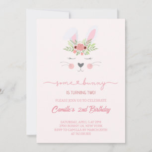 Convites Aniversário de menina coelho coelhinho rosa fofa