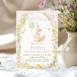 Convites Aniversário de Menina com Dois Gansos Tontos Flora