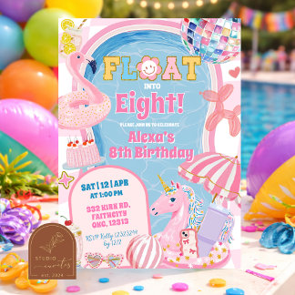 Convites Aniversário de menina com festa de piscina retrô p
