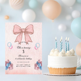 Convites Aniversário de Menina com Laço Rosa Despojado