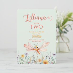 Convites Aniversário de Menina com Libélula e Flor Silvestr